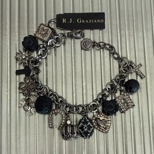 Rare R.J. Graziano charm bracelet from approx 2008 black silver